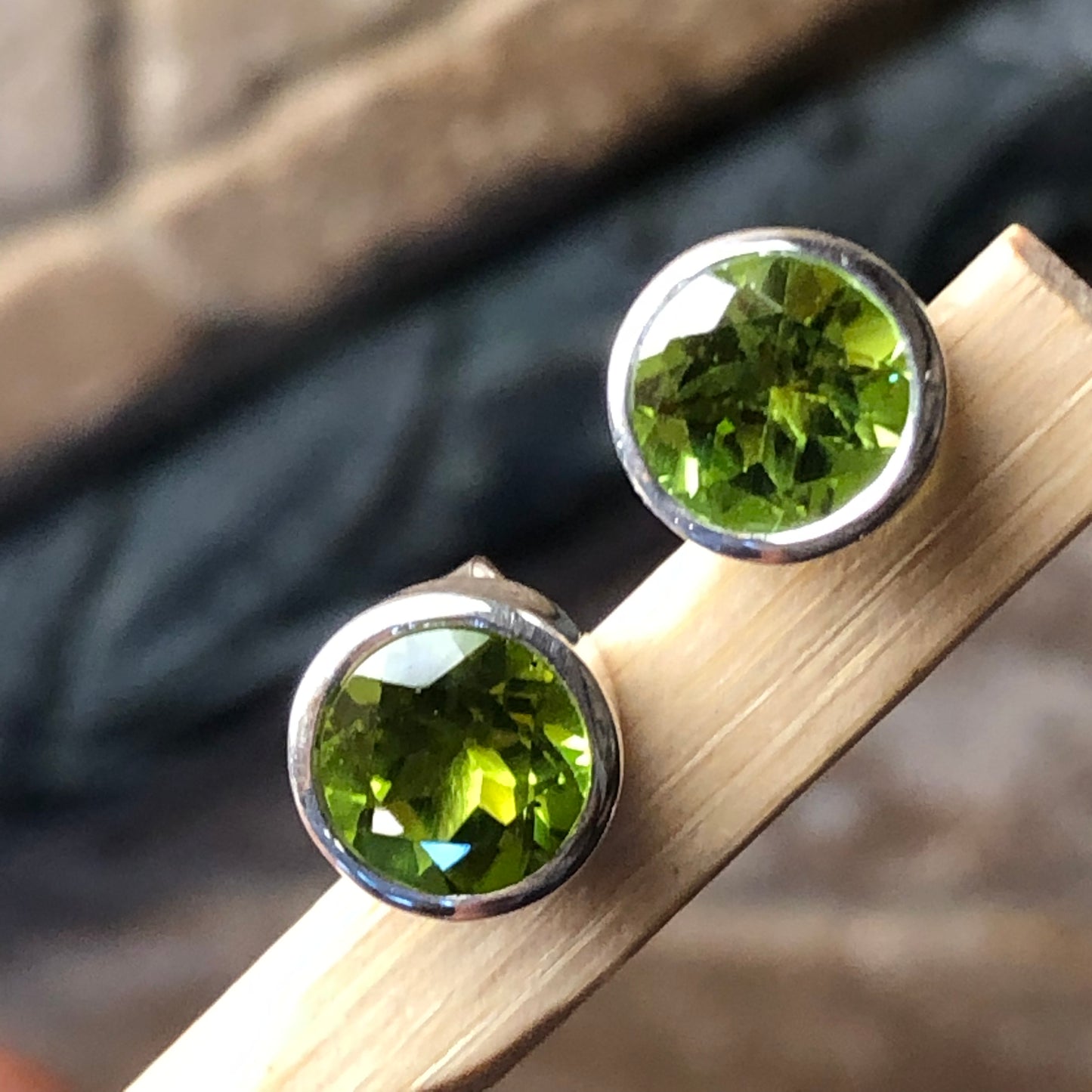 Natural 2ct Green Peridot 925 Solid Sterling Silver Earrings 6mm - Natural Rocks by Kala