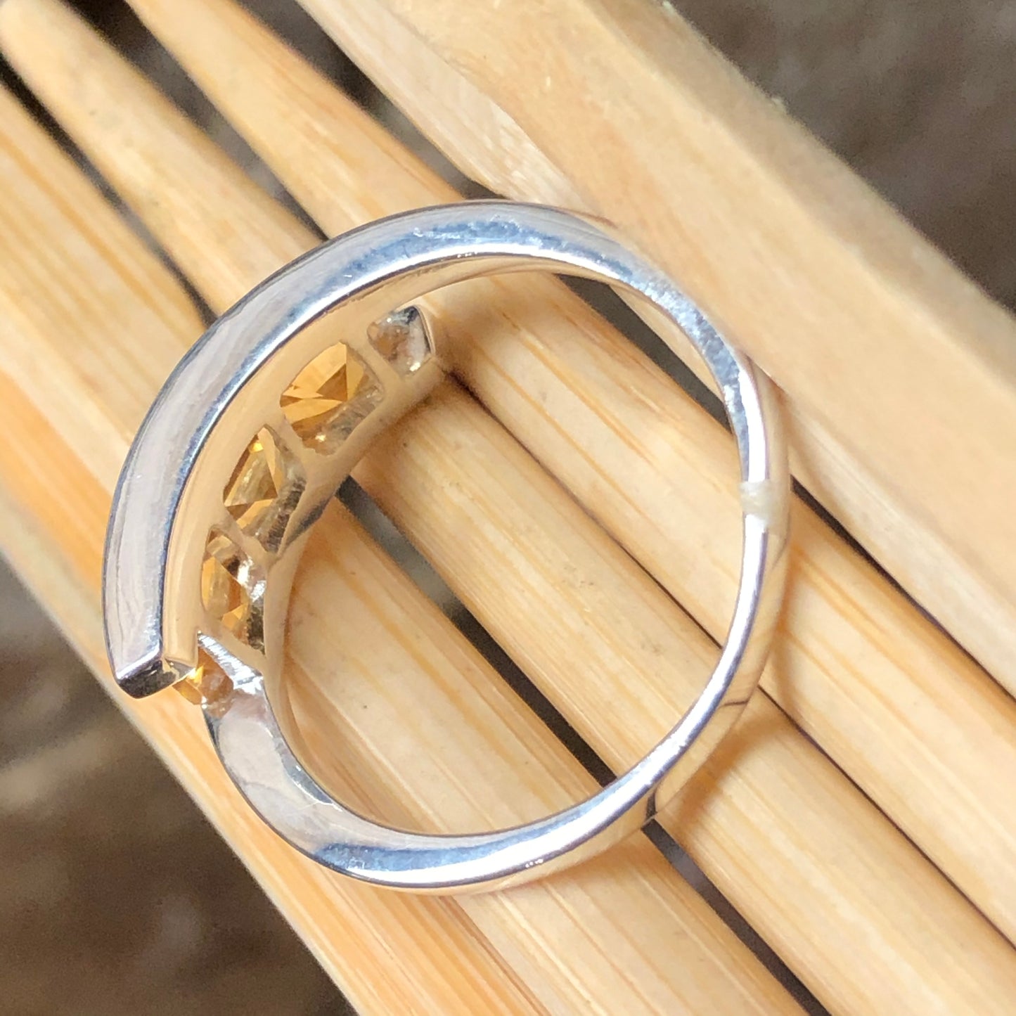 Natural 2ct Golden Citrine 925 Solid Sterling Silver Ring Size 6, 7, 8, 9, 10 - Natural Rocks by Kala