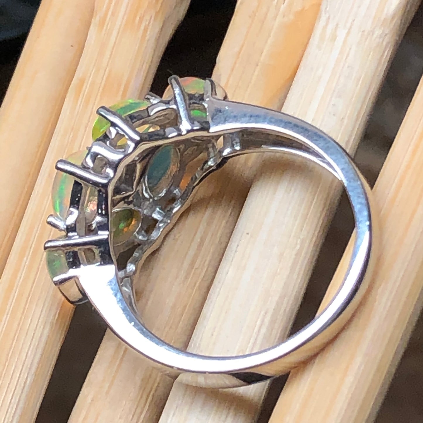 Genuine Ethiopian Opal 925 Solid Sterling Silver Ring Size 6, 7, 8, 9 - Natural Rocks by Kala