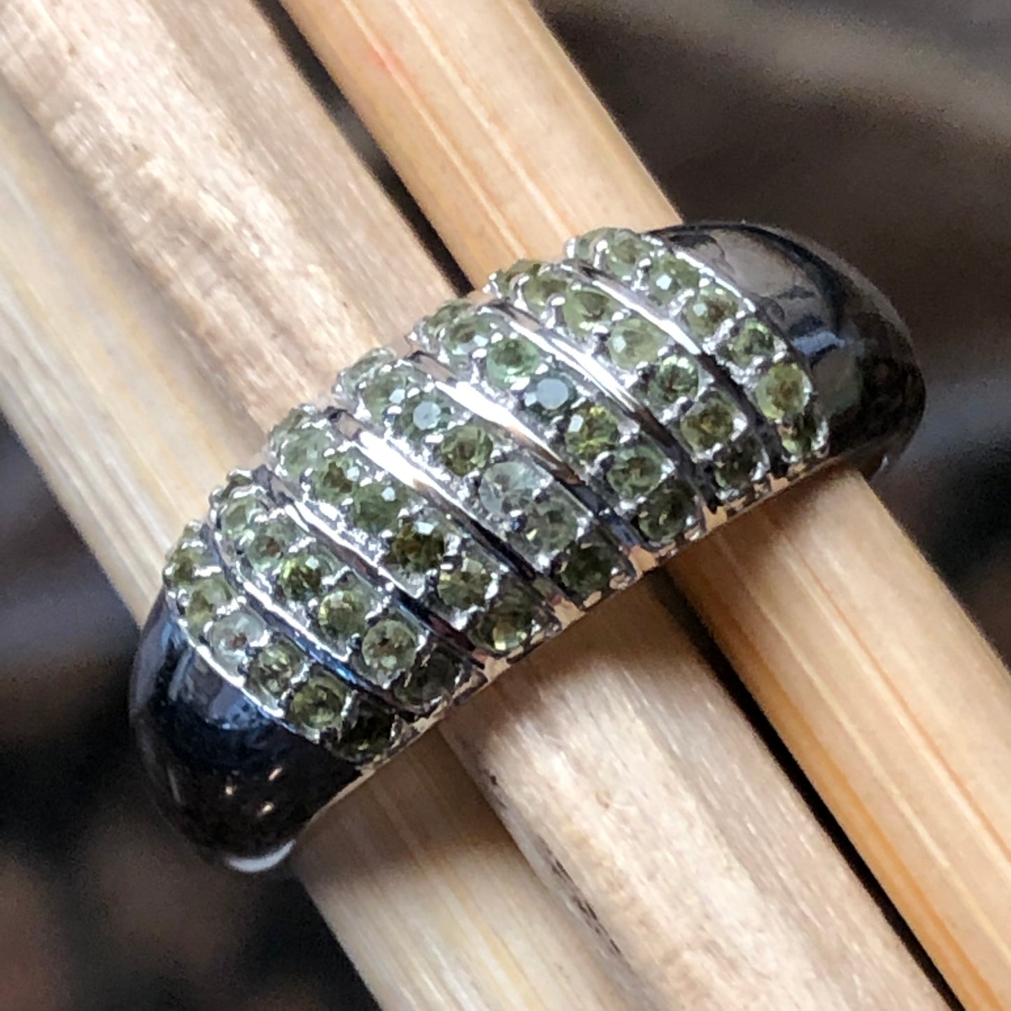 Natural Green Peridot 925 Solid Sterling Silver Ring Size 6, 7, 8, 9 - Natural Rocks by Kala