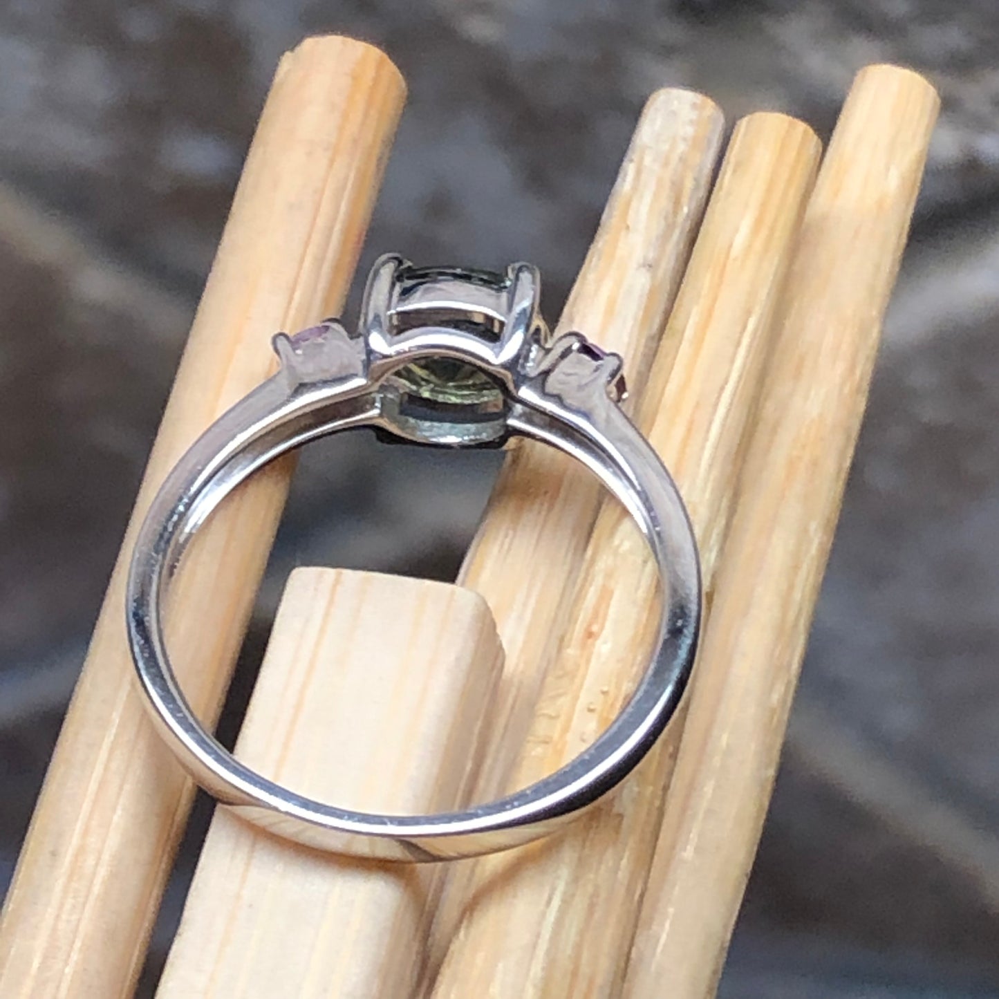 Natural Green Tourmaline, Pink tourmaline 925 Solid Sterling Silver Engagement Ring Size 4.25, 5, 6, 7, 8, 9 - Natural Rocks by Kala