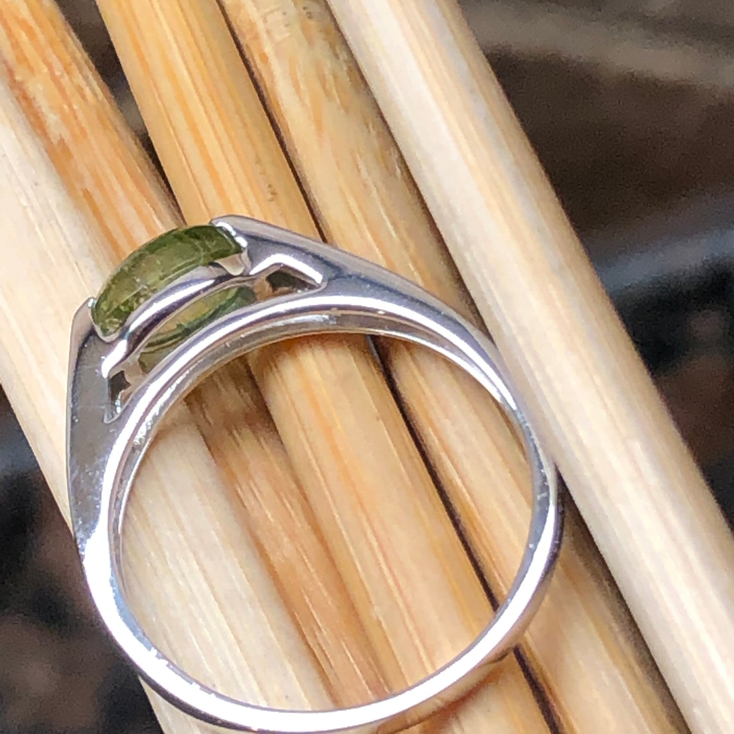 Genuine Green Tourmaline 925 Solid Sterling Silver Ring Size 6, 7, 8, 9 - Natural Rocks by Kala