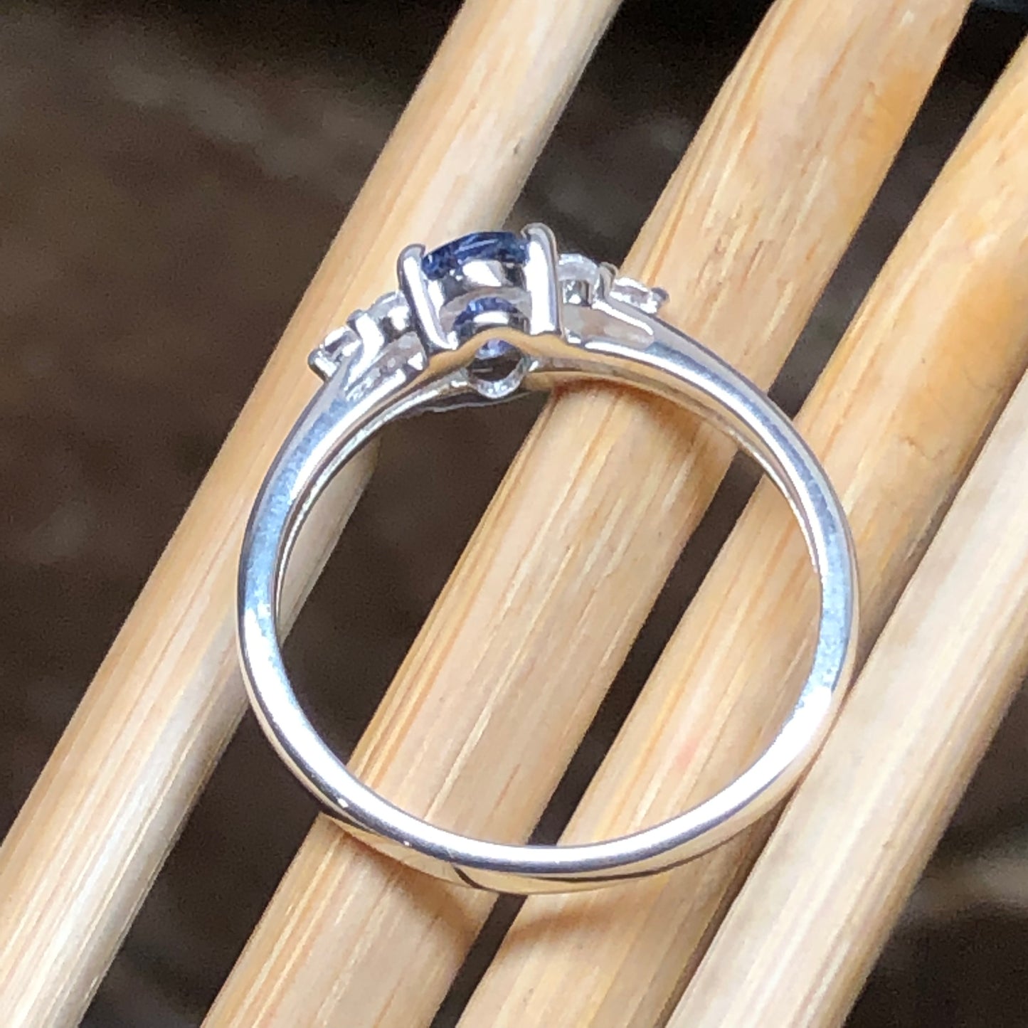 Genuine Blue Tanzanite 925 Solid Sterling Silver Engagement Ring Size 6, 7, 8, 9, 10 - Natural Rocks by Kala