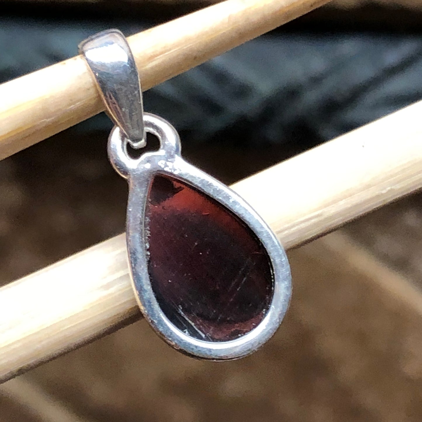 Natural Cabochan Garnet 925 Solid Sterling Silver Pendant 22mm - Natural Rocks by Kala