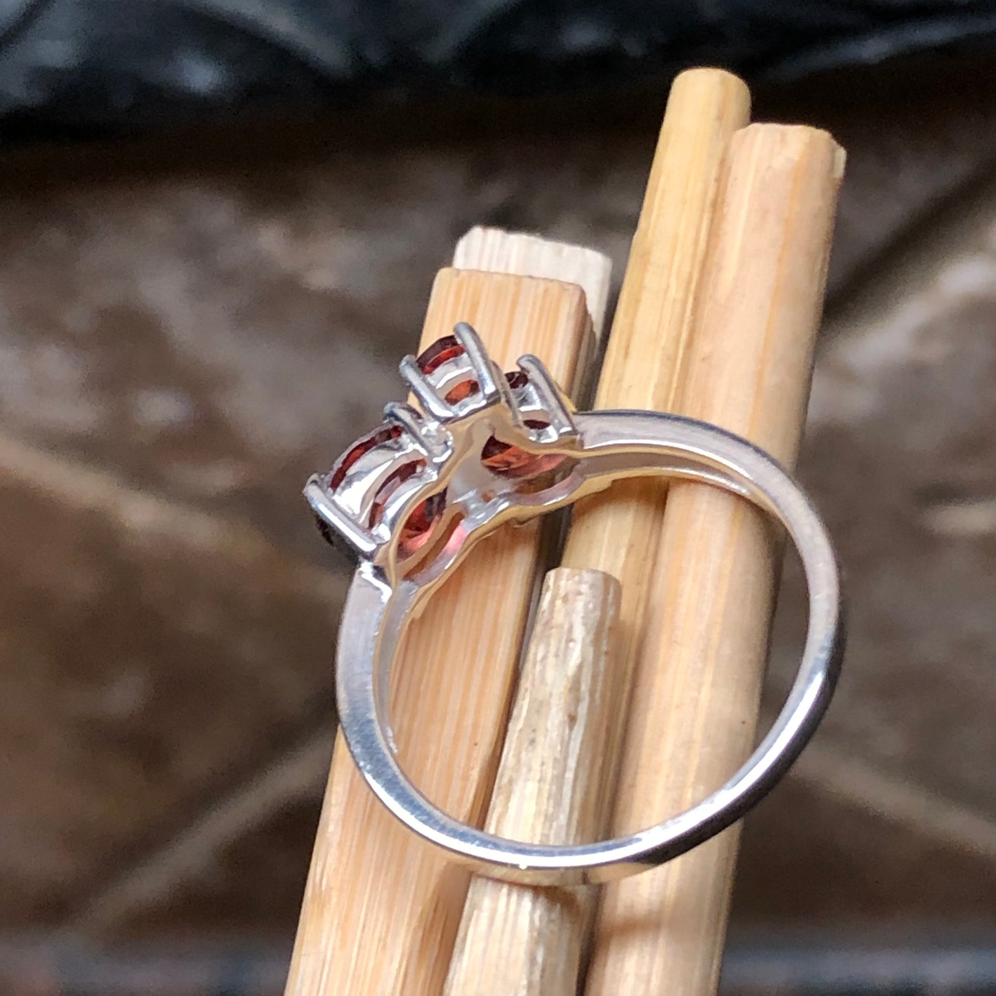 Natural 2ct Pyrope Garnet 925 Solid Sterling Silver Stackable Ring Size 6, 7, 8, 9 - Natural Rocks by Kala