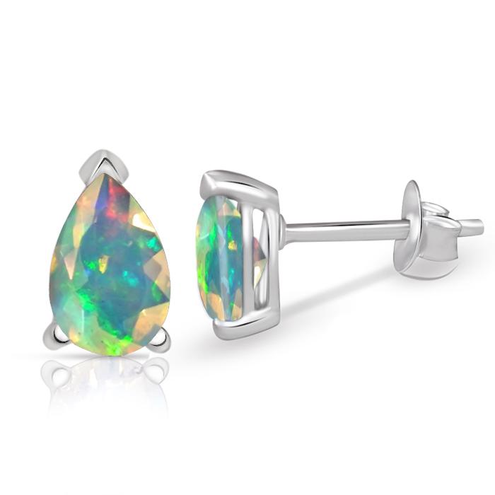Natural Ethiopian Opal 925 Solid Sterling Silver Stud Earrings 7mm - Natural Rocks by Kala