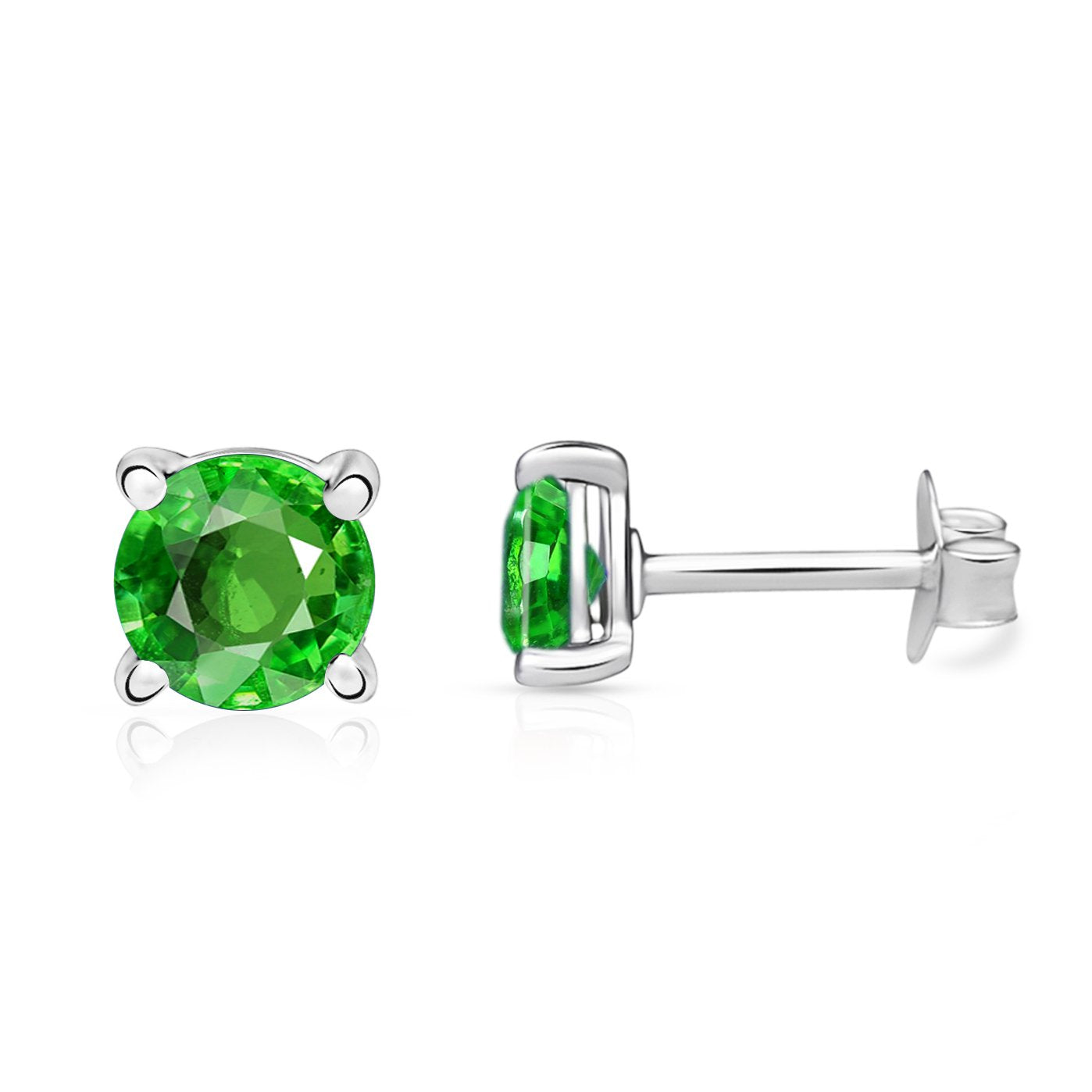 Natural Green Chrome Diopside 925 Solid Sterling Silver Earrings 5mm - Natural Rocks by Kala