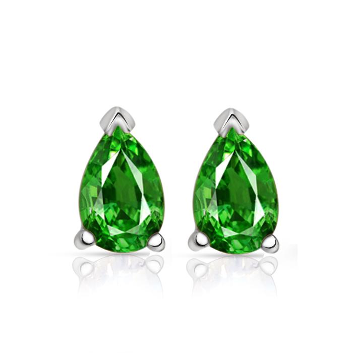 Natural Tsavorite Garnet 925 Solid Sterling Silver Earrings 7mm - Natural Rocks by Kala