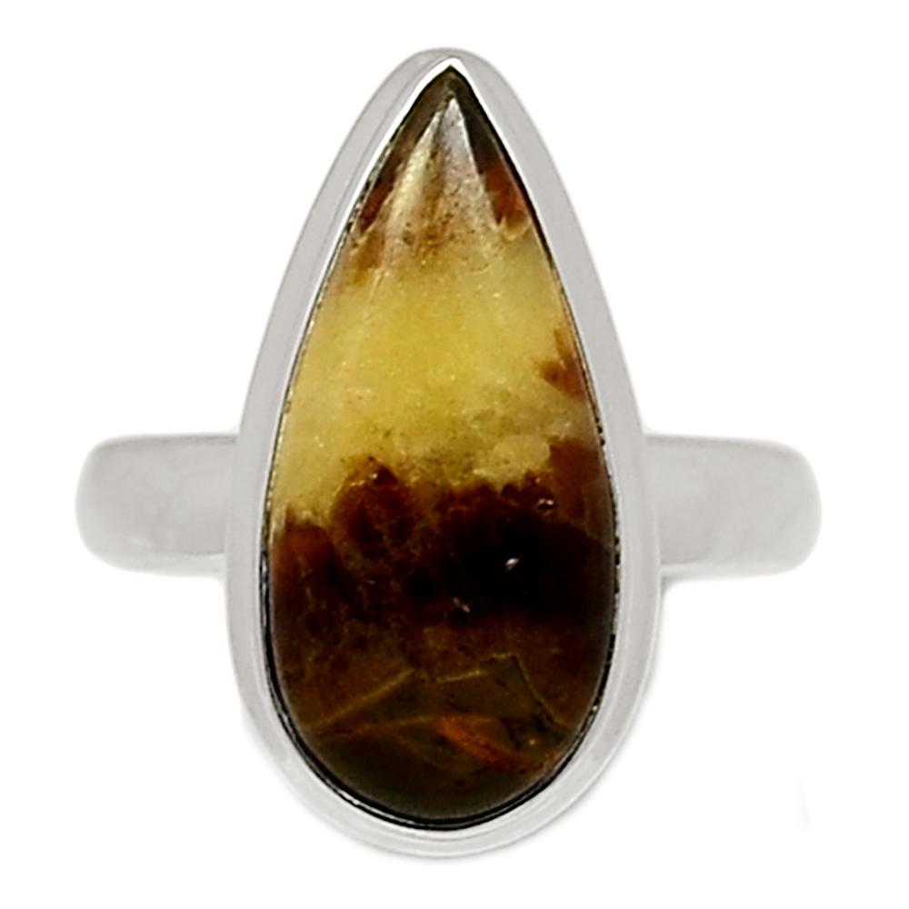 Natural Yellow Septarian 925 Solid Sterling Silver Ring Size 7.25 - Natural Rocks by Kala