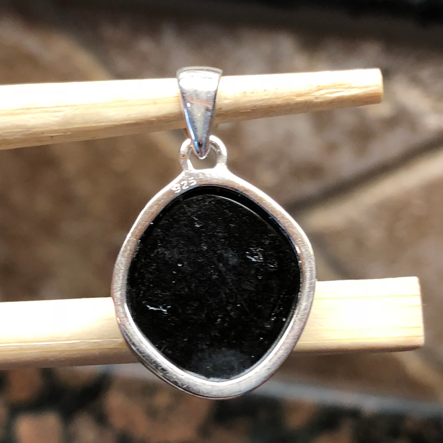 Beautiful Dichroic Glass 925 Solid Sterling Silver Pendant 25mm - Natural Rocks by Kala