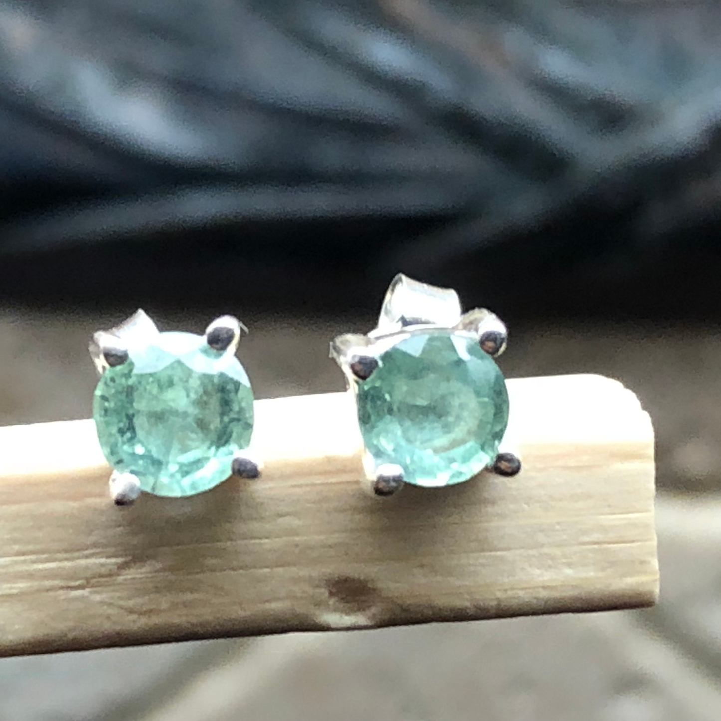 Natural Green Kyanite 925 Solid Sterling Silver Earrings 4mm - Natural Rocks by Kala