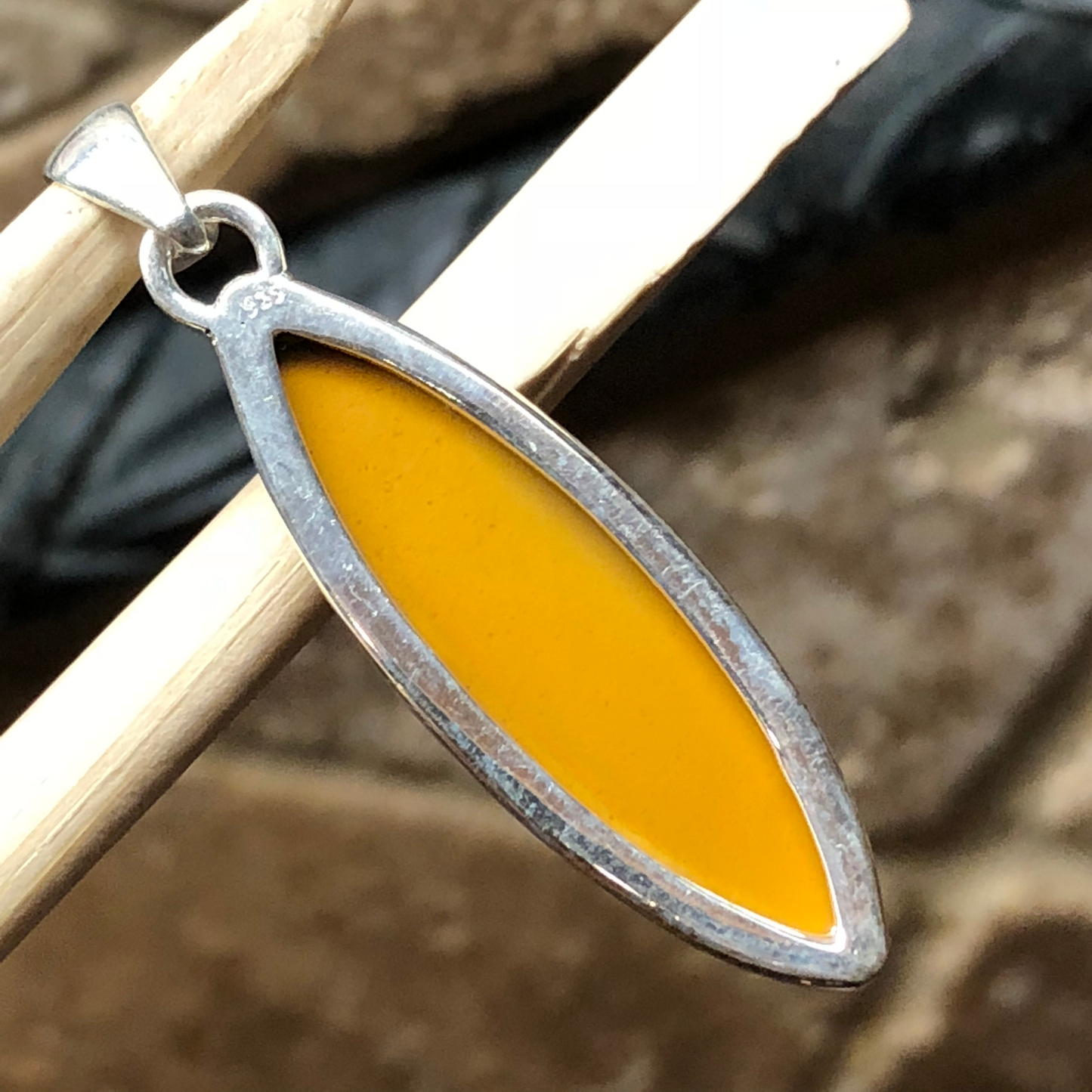 Natural Australian Mookaite Jasper 925 Solid Sterling Silver Pendant 45mm - Natural Rocks by Kala