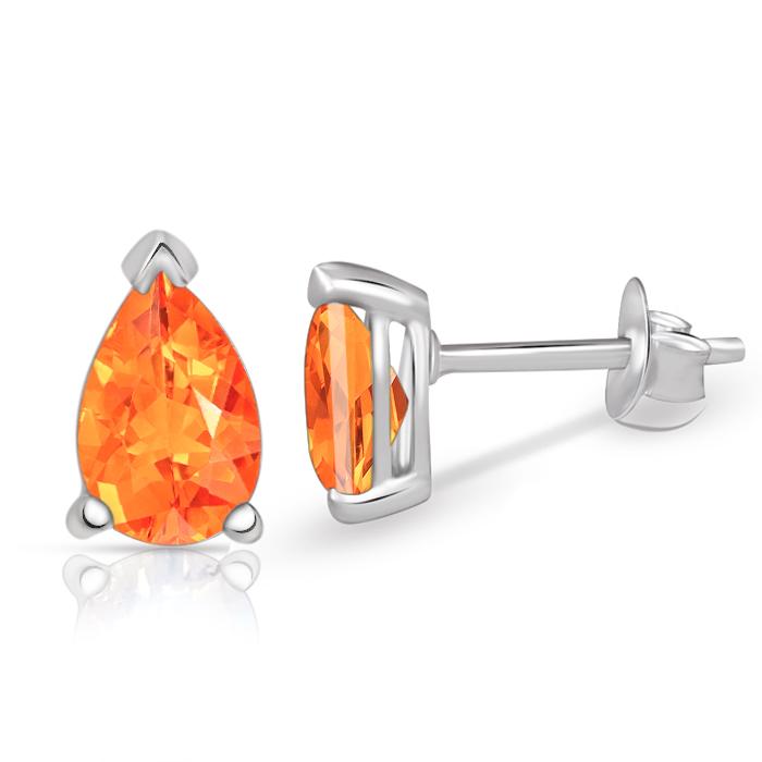 Natural Mandarin Orange Garnet 925 Solid Sterling Silver Earrings 5mm - Natural Rocks by Kala