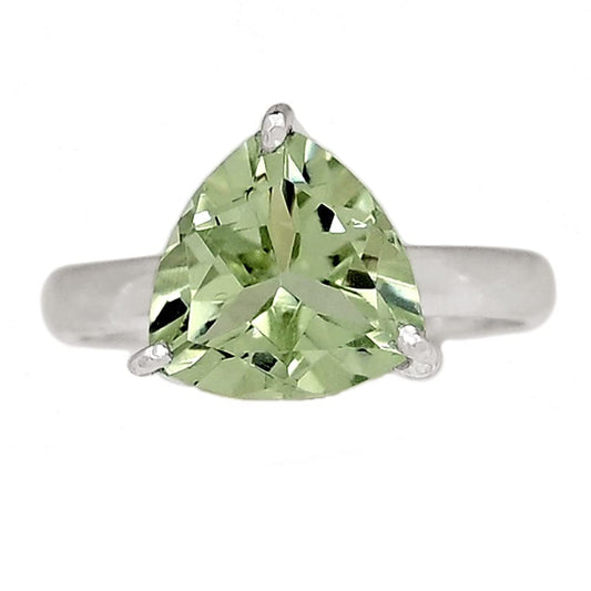 Natural 2ct Green Amethyst 925 Solid Sterling Silver Engagement Ring Size 6, 7, 8