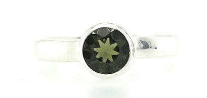 Natural Green Moldavite 925 Solid Sterling Silver Engagement Ring Size 6.5, 6.75, 7, 8.5, 9, 10