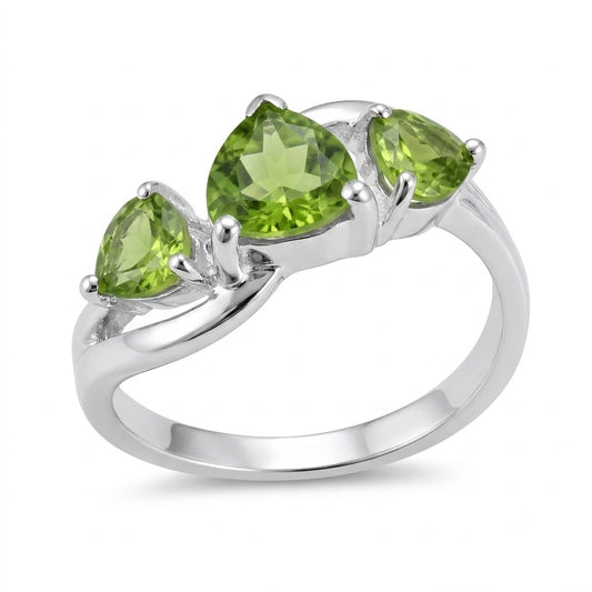 Genuine 2ct Peridot 925 Solid Sterling Silver Ring Size 6, 7, 8, 9