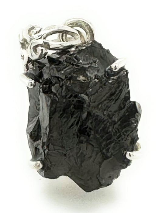 Natural Shungite 925 Sterling Silver Unisex Pendant 22mm - Natural Rocks by Kala