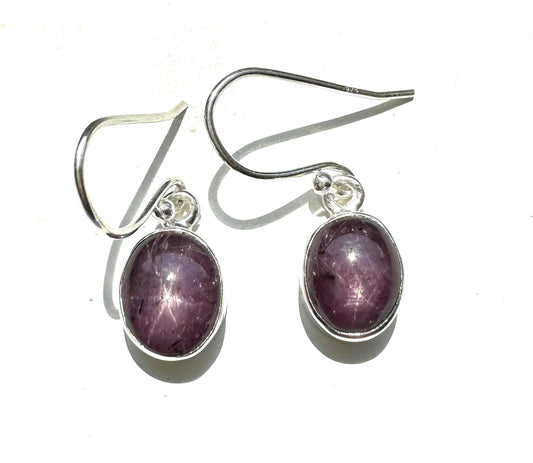 Natural 6-Star Red Ruby 925 Solid Sterling Silver Earrings 25mm
