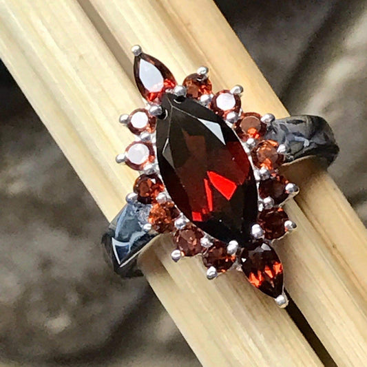 Natural 8ct Pyrope Garnet 925 Solid Sterling Silver Ring Size 6, 7, 8, 9 - Natural Rocks by Kala