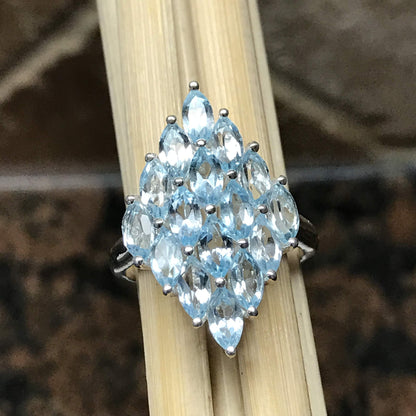 Natural 5ct Blue Topaz 925 Solid Sterling Silver Ring Size 7