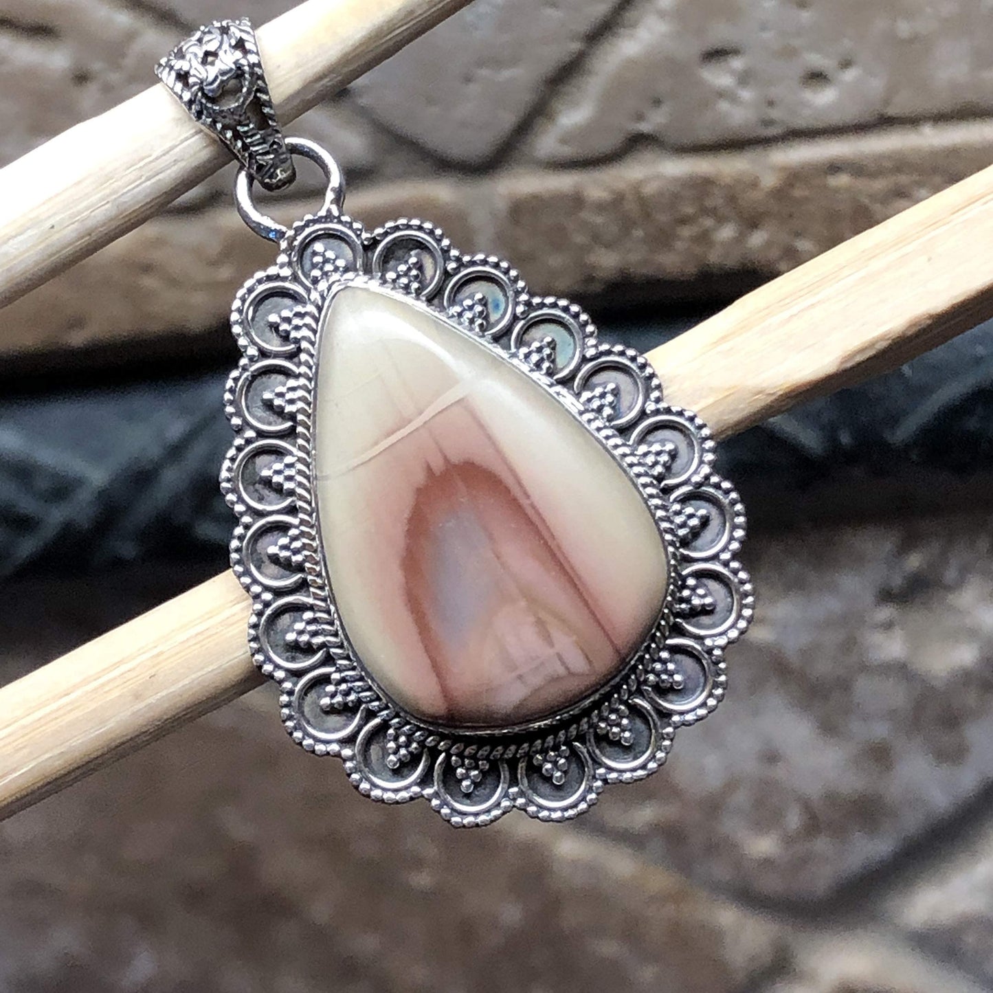 Natural Royal Imperial Jasper 925 Solid Sterling Silver Jade Green Color Pendant 42mm