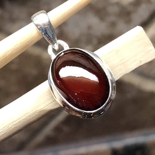 Natural Hessonite Garnet 925 Solid Sterling Silver Cabochan Pendant 30mm