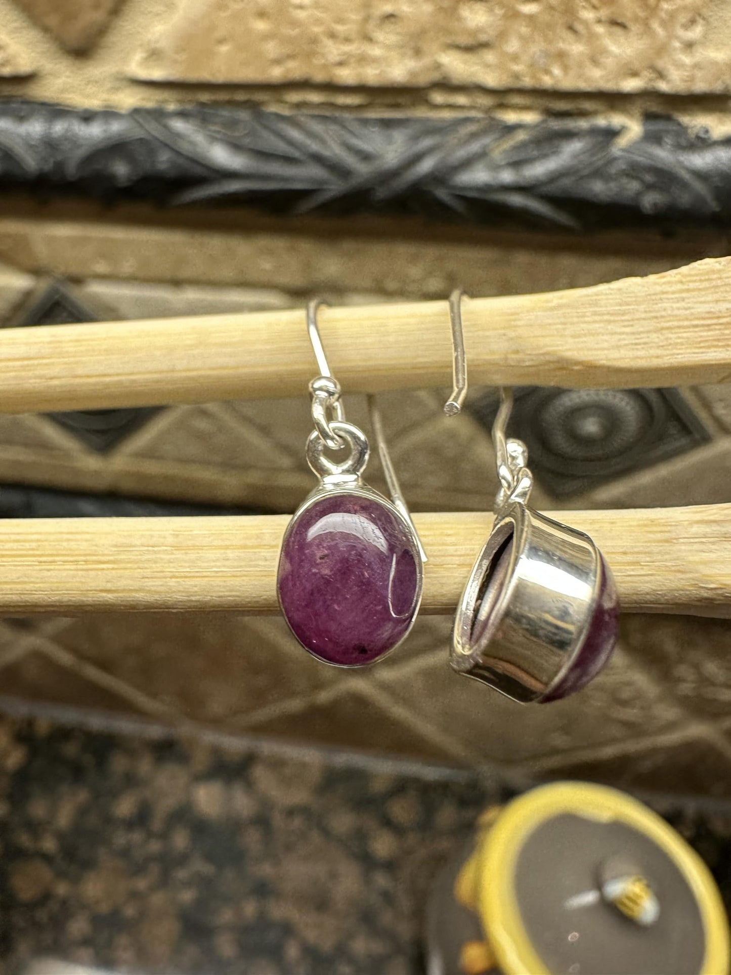 Natural 6-Star Red Ruby 925 Solid Sterling Silver Earrings 25mm