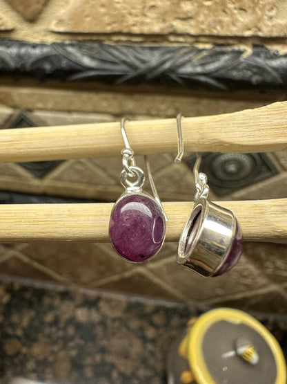 Natural 6-Star Red Ruby 925 Solid Sterling Silver Earrings 25mm