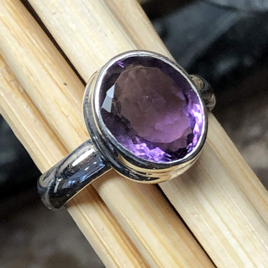 Natural 2ct Purple Amethyst 925 Solid Sterling Silver Ring Size 6.5, 6.75, 7, 8.5