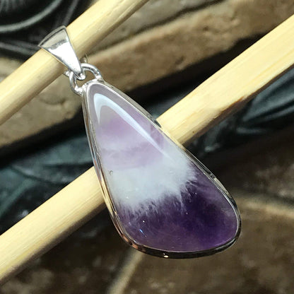 Genuine Amethyst Lace Agate 925 Solid Sterling Silver Pendant 40mm