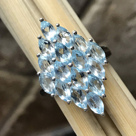 Natural 5ct Blue Topaz 925 Solid Sterling Silver Ring Size 7