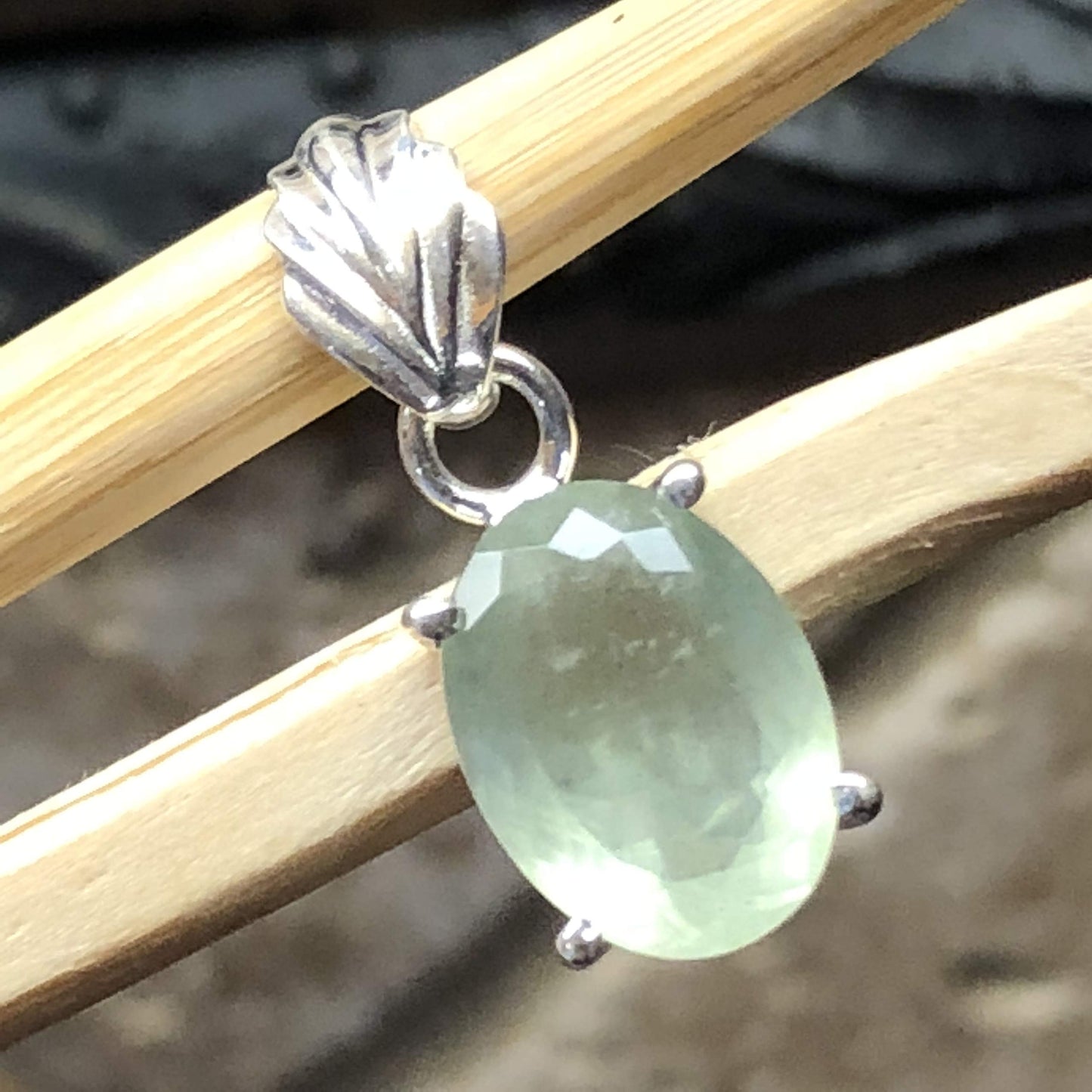 Natural 4ct Blue Aquamarine 925 Solid Sterling Silver Men's Pendant 22mm