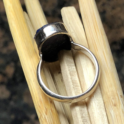 Natural Blue Labradorite 925 Solid Sterling Silver Ring Size 9