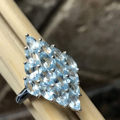 Natural 5ct Blue Topaz 925 Solid Sterling Silver Ring Size 7