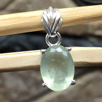 Natural 4ct Blue Aquamarine 925 Solid Sterling Silver Men's Pendant 22mm