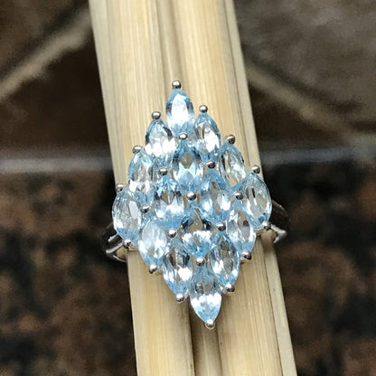 Natural 5ct Blue Topaz 925 Solid Sterling Silver Ring Size 7
