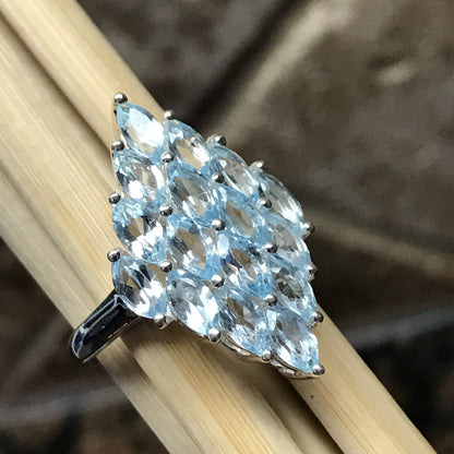 Natural 5ct Blue Topaz 925 Solid Sterling Silver Ring Size 7