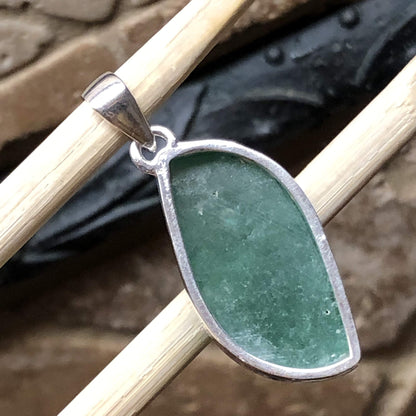 Natural Green Aventurine Jade 925 Solid Sterling Silver Pendant 40mm