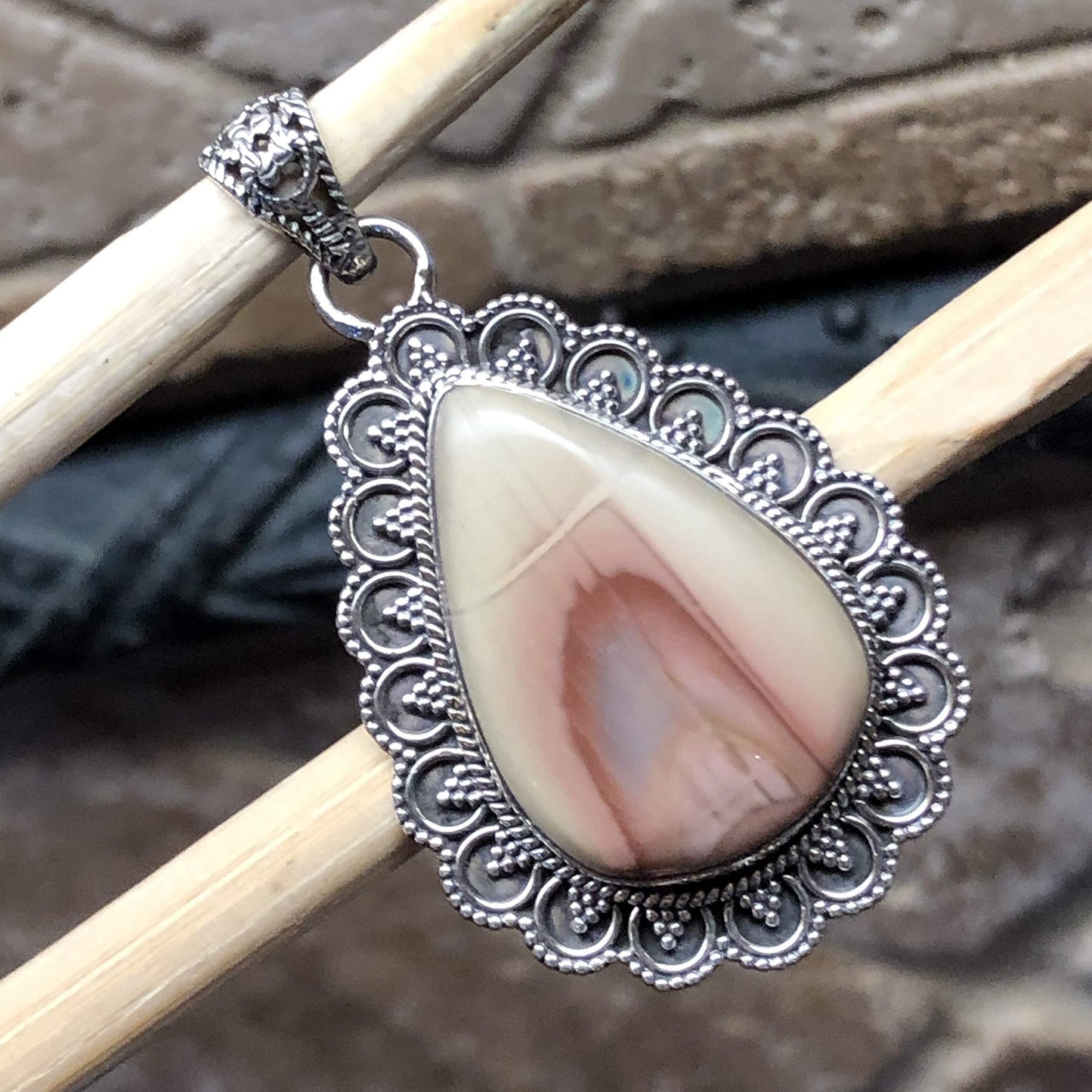 Natural Royal Imperial Jasper 925 Solid Sterling Silver Jade Green Color Pendant 42mm