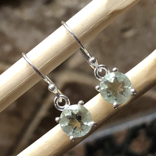 Natural 2ct Green Amethyst 925 Solid Sterling Silver Earrings 20mm - Natural Rocks by Kala