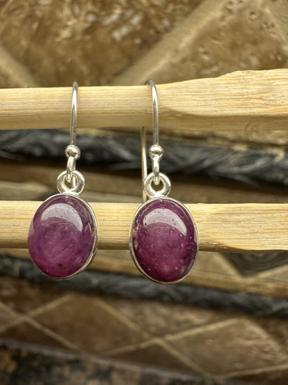 Natural 6-Star Red Ruby 925 Solid Sterling Silver Earrings 25mm