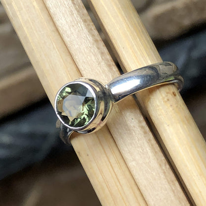 Natural Green Moldavite 925 Solid Sterling Silver Engagement Ring Size 6.5, 6.75, 7, 8.5, 9, 10
