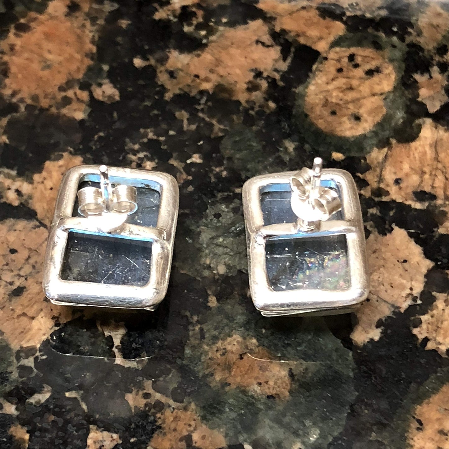 Natural Blue Labradorite 925 Solid Sterling Silver Earrings 14mm