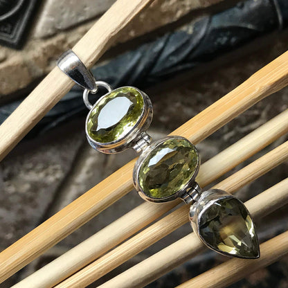 Natural 20ct Lemon Topaz 925 Solid Sterling Silver Pendant 65mm