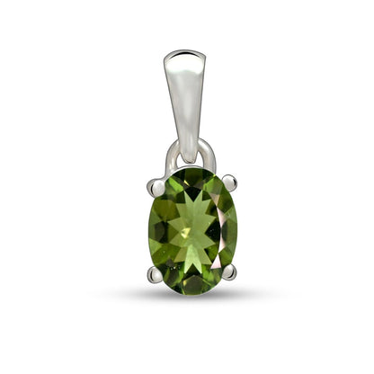 Natural Green Moldavite 925 Solid Sterling Silver Pendant 12mm