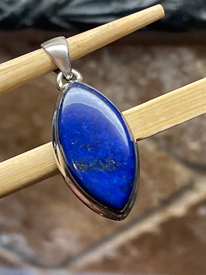 Natural Blue Lapis Lazuli 925 Solid Sterling Silver Pendant 45mm