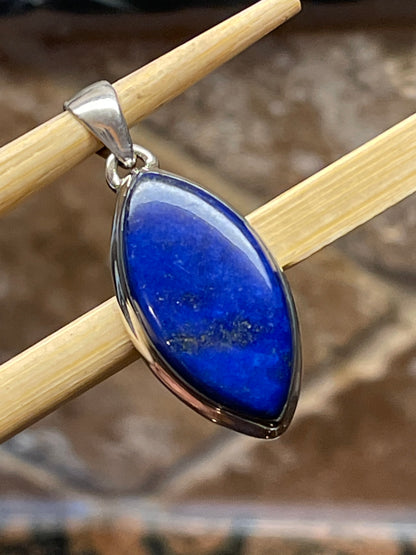 Natural Blue Lapis Lazuli 925 Solid Sterling Silver Pendant 45mm