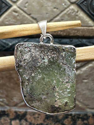 Ancient Roman Glass 925 Solid Sterling Silver Pendant 37mm - Natural Rocks by Kala