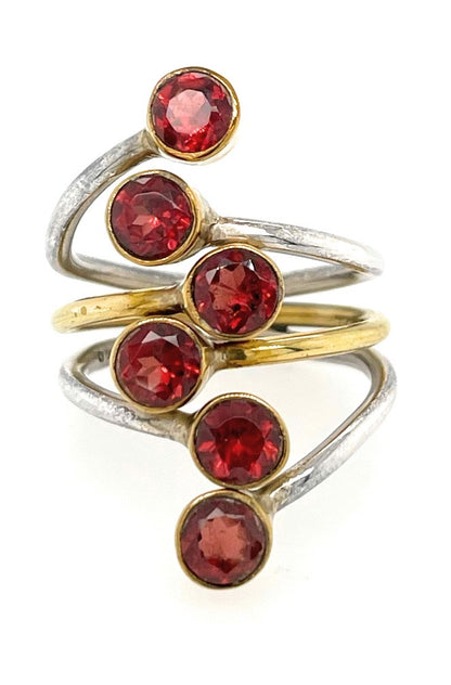 Natural Garnet 925 Soild Sterling Silver Wedding Ring Size 8.5