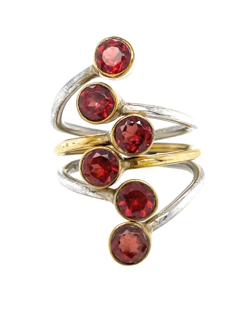 Natural Garnet 925 Soild Sterling Silver Wedding Ring Size 8.5